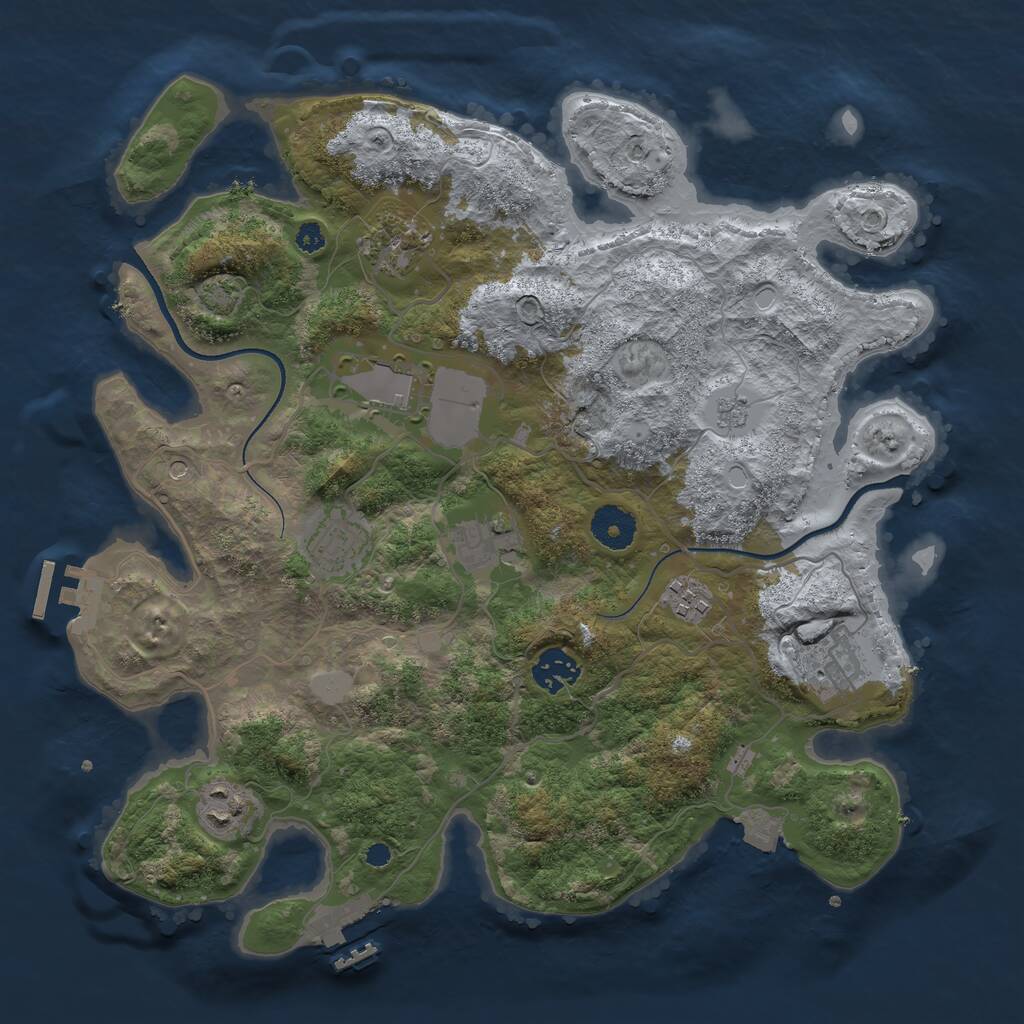 Rust Map: Procedural Map, Size: 3500, Seed: 94513300, 14 Monuments