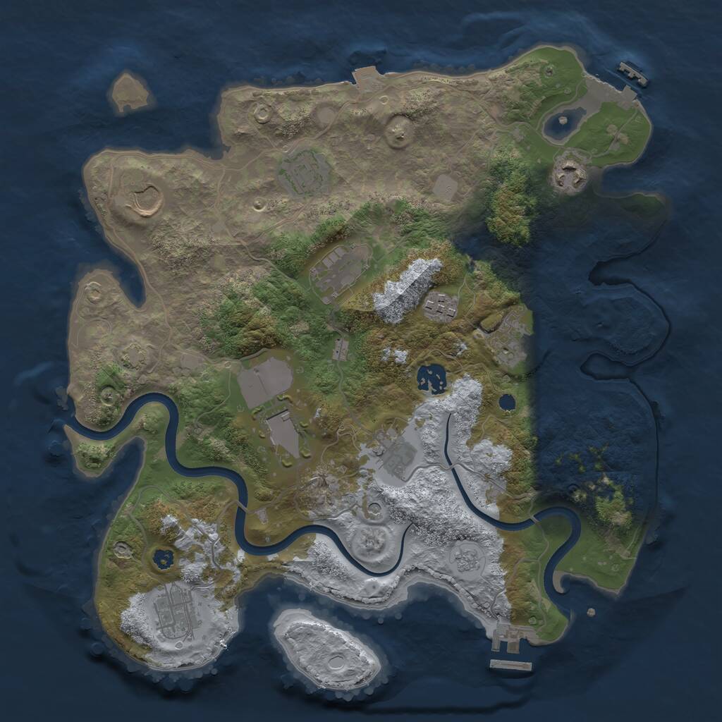 Rust Map: Procedural Map, Size: 3500, Seed: 1140814135, 16 Monuments