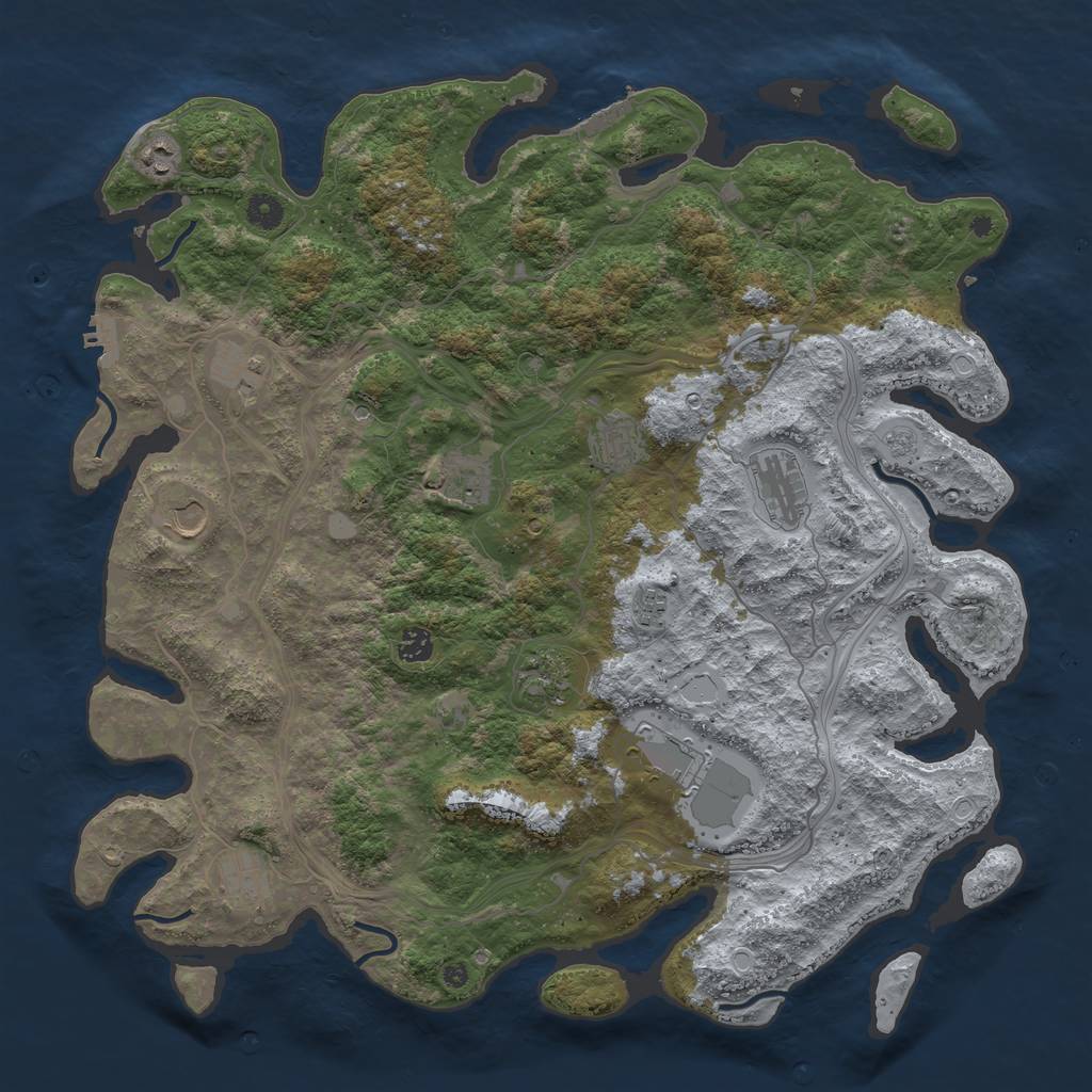 Rust Map: Procedural Map, Size: 4500, Seed: 943937, 18 Monuments