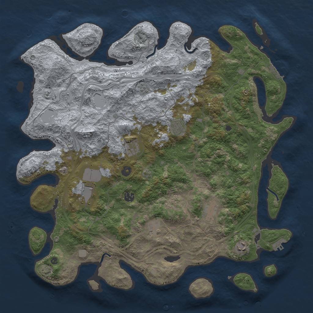 Rust Map: Procedural Map, Size: 4500, Seed: 326335217, 16 Monuments