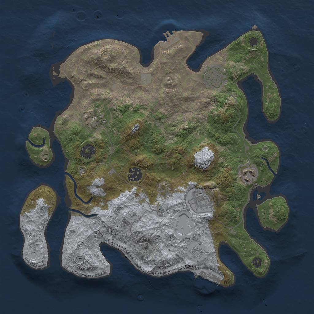 Rust Map: Procedural Map, Size: 3200, Seed: 51467, 12 Monuments