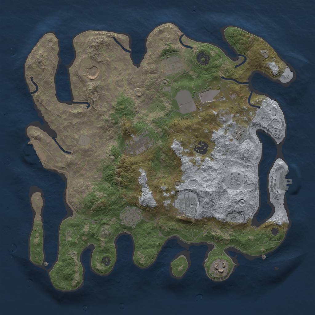 Rust Map: Procedural Map, Size: 3500, Seed: 95389763, 18 Monuments