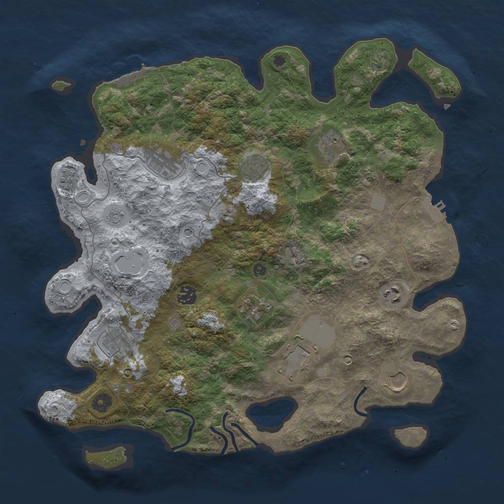 Rust Map: Procedural Map, Size: 3848, Seed: 336592284, 17 Monuments