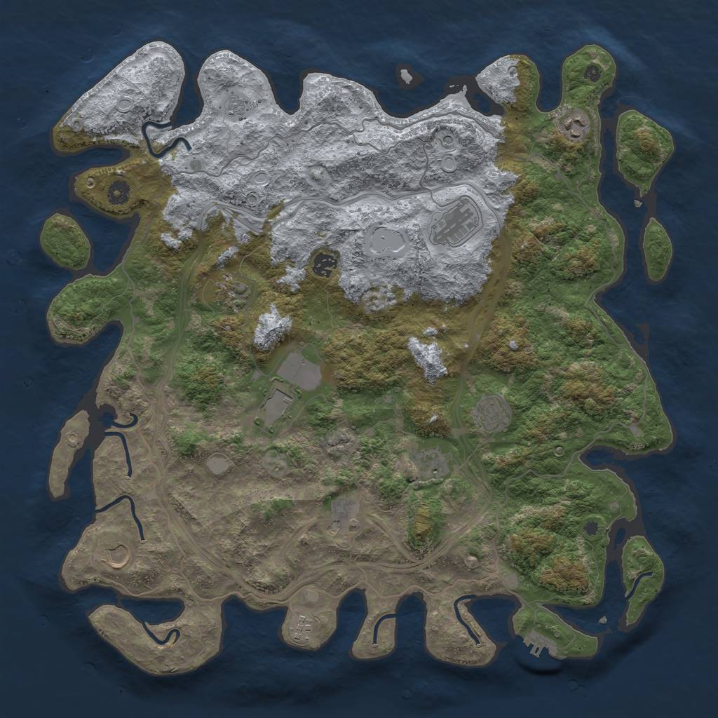 Rust Map: Procedural Map, Size: 4500, Seed: 406031716, 18 Monuments