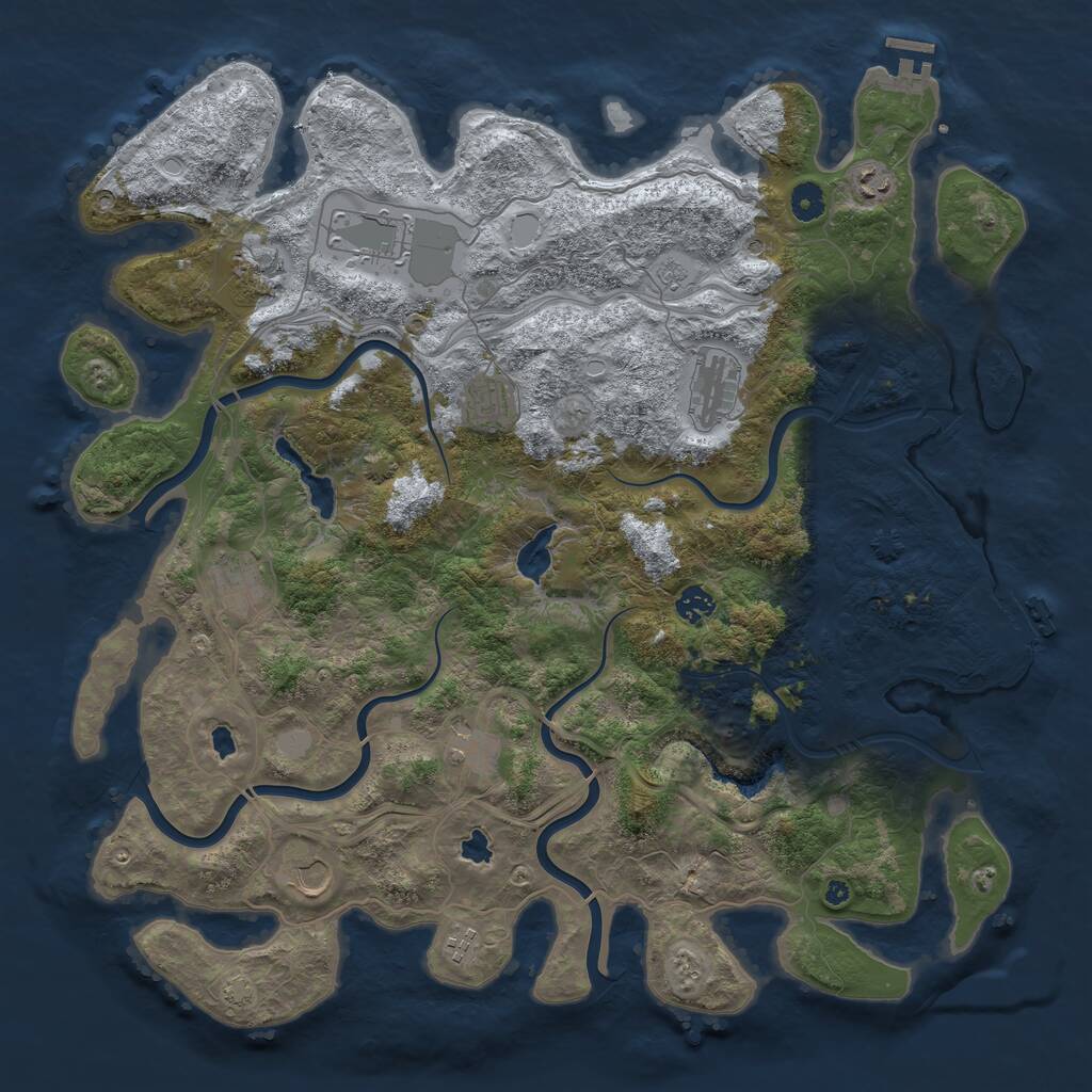 Rust Map: Procedural Map, Size: 4500, Seed: 406031716, 16 Monuments