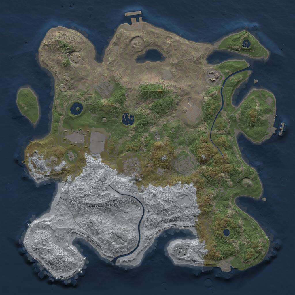 Rust Map: Procedural Map, Size: 3569, Seed: 2147483647, 14 Monuments