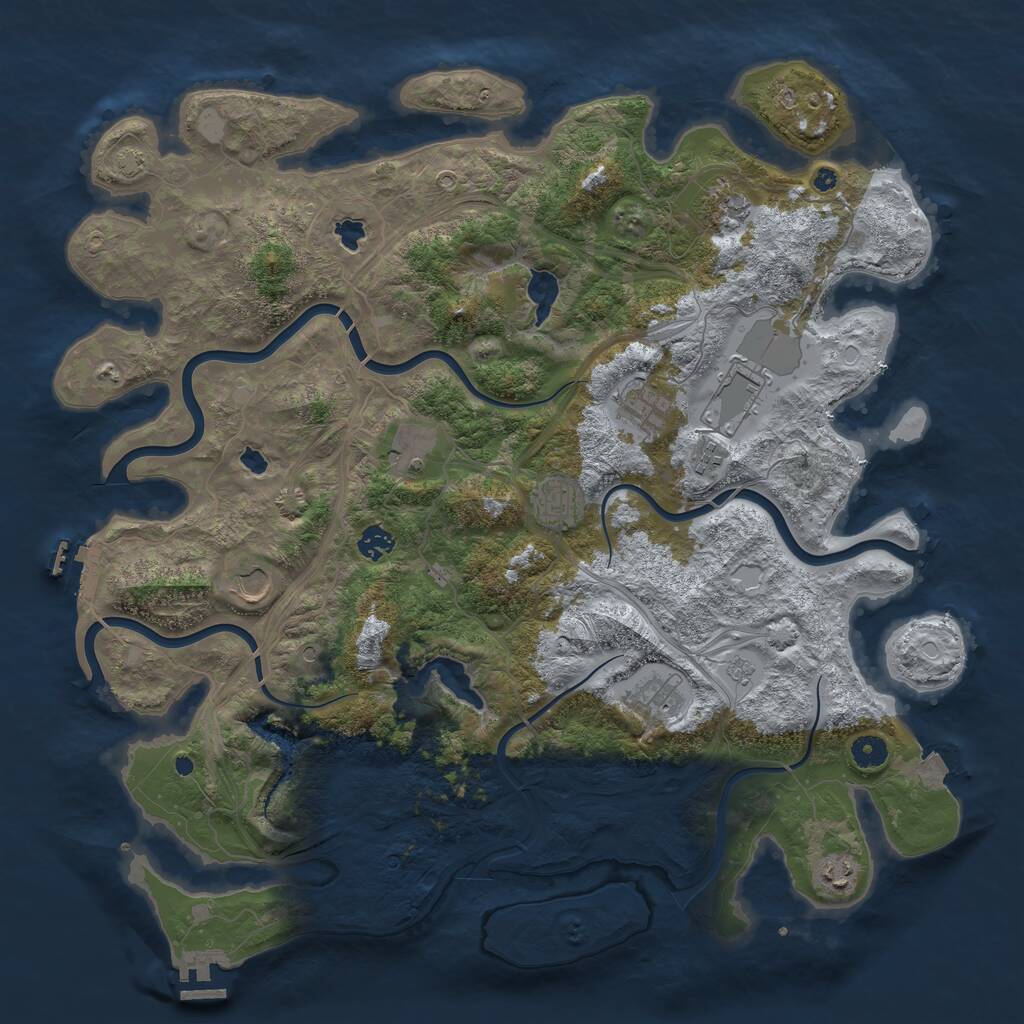 Rust Map: Procedural Map, Size: 4500, Seed: 597657867, 16 Monuments
