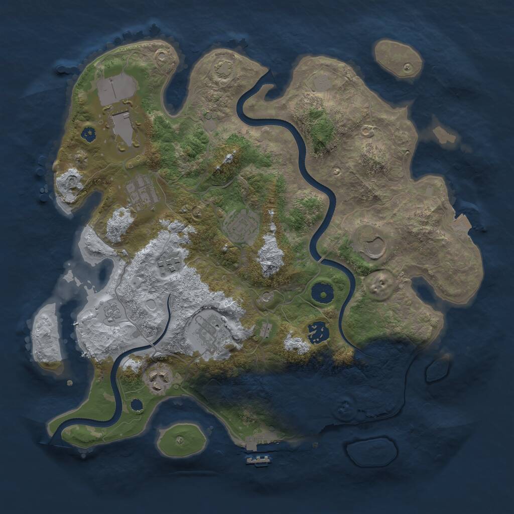 Rust Map: Procedural Map, Size: 3500, Seed: 1708646083, 13 Monuments