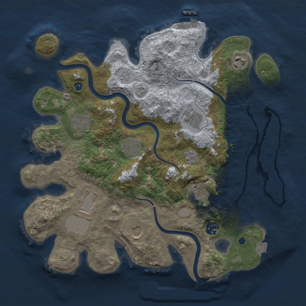 Rust Map: Procedural Map, Size: 3500, Seed: 1065741426, 14 Monuments