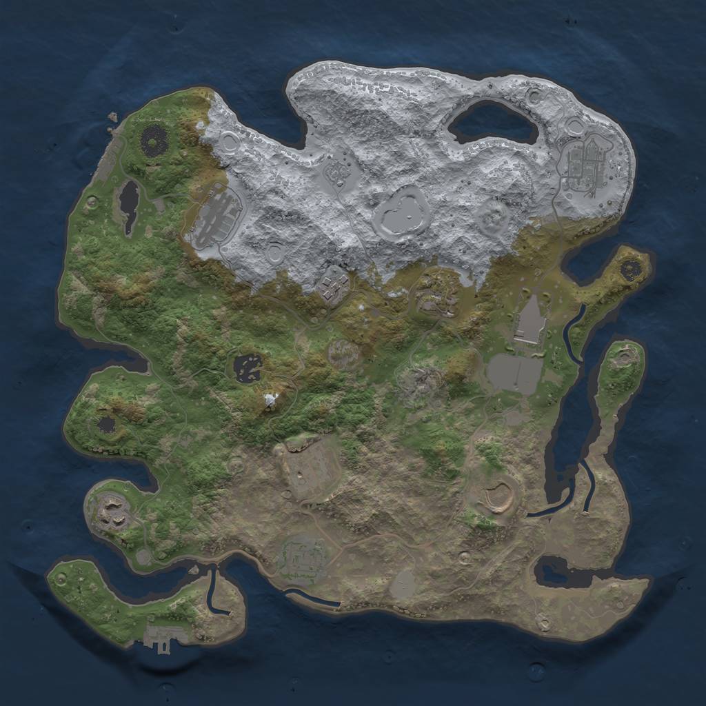 Rust Map: Procedural Map, Size: 3500, Seed: 2874, 18 Monuments