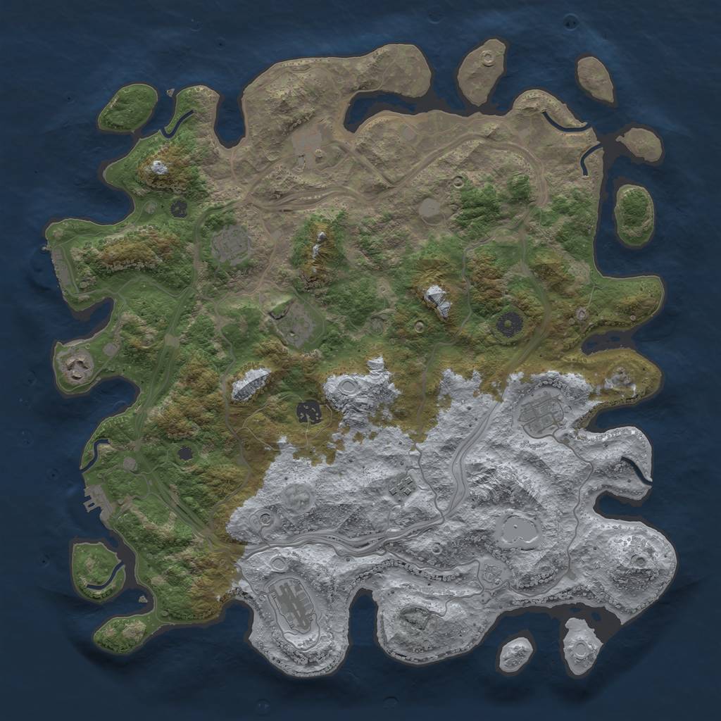 Rust Map: Procedural Map, Size: 4250, Seed: 2060351677, 17 Monuments