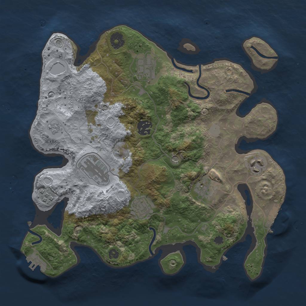 Rust Map: Procedural Map, Size: 3000, Seed: 700612557, 16 Monuments