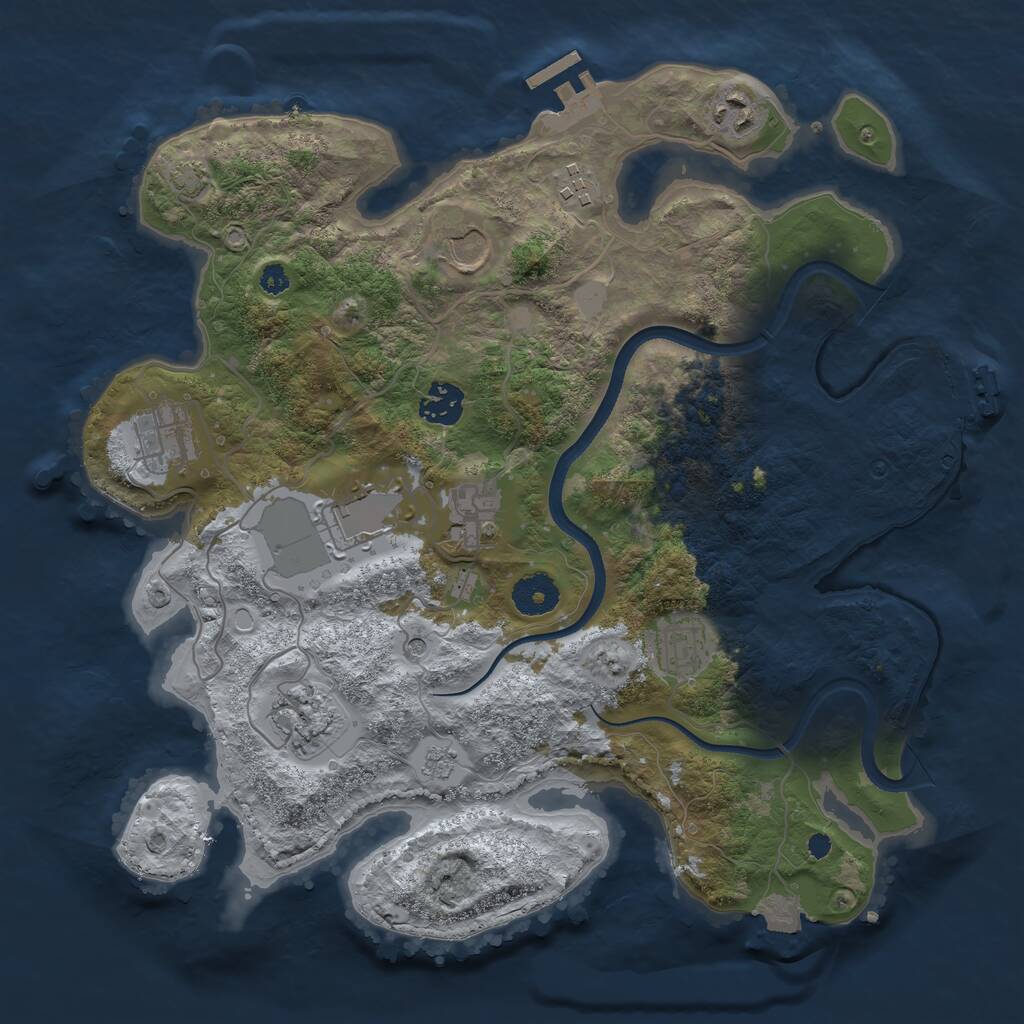 Rust Map: Procedural Map, Size: 3500, Seed: 1629477580, 15 Monuments