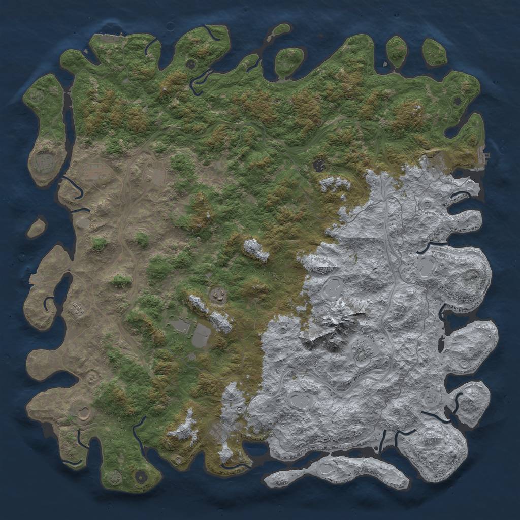 Rust Map: Procedural Map, Size: 6000, Seed: 42157210, 19 Monuments