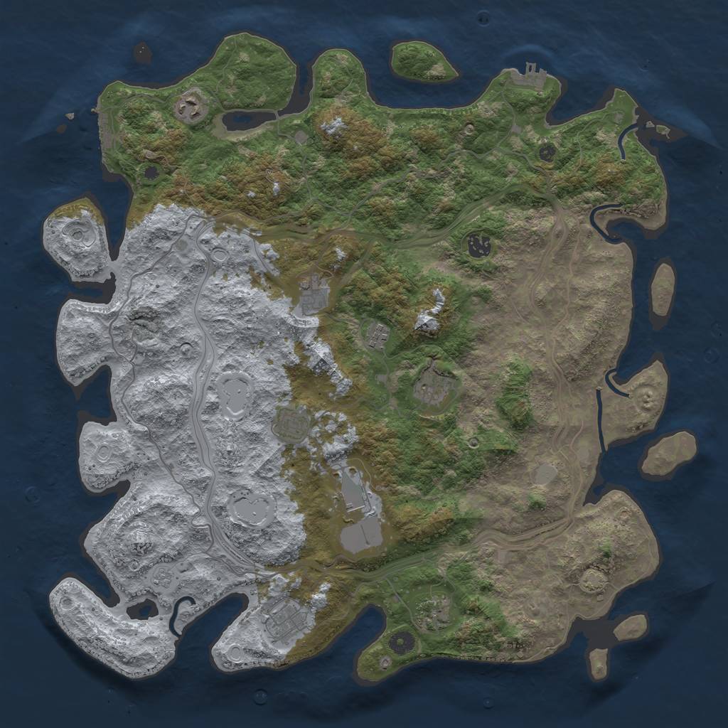 Rust Map: Procedural Map, Size: 4500, Seed: 599013452, 17 Monuments