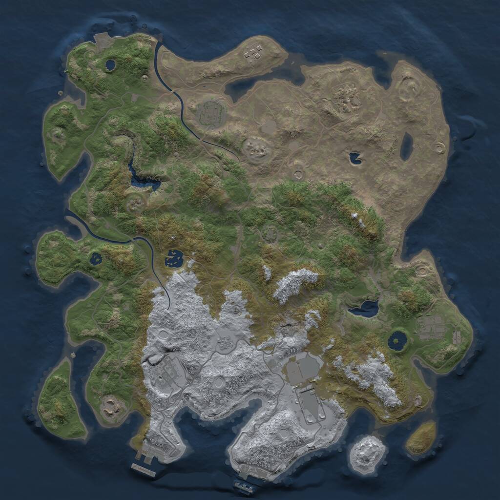 Rust Map: Procedural Map, Size: 4000, Seed: 71425, 14 Monuments