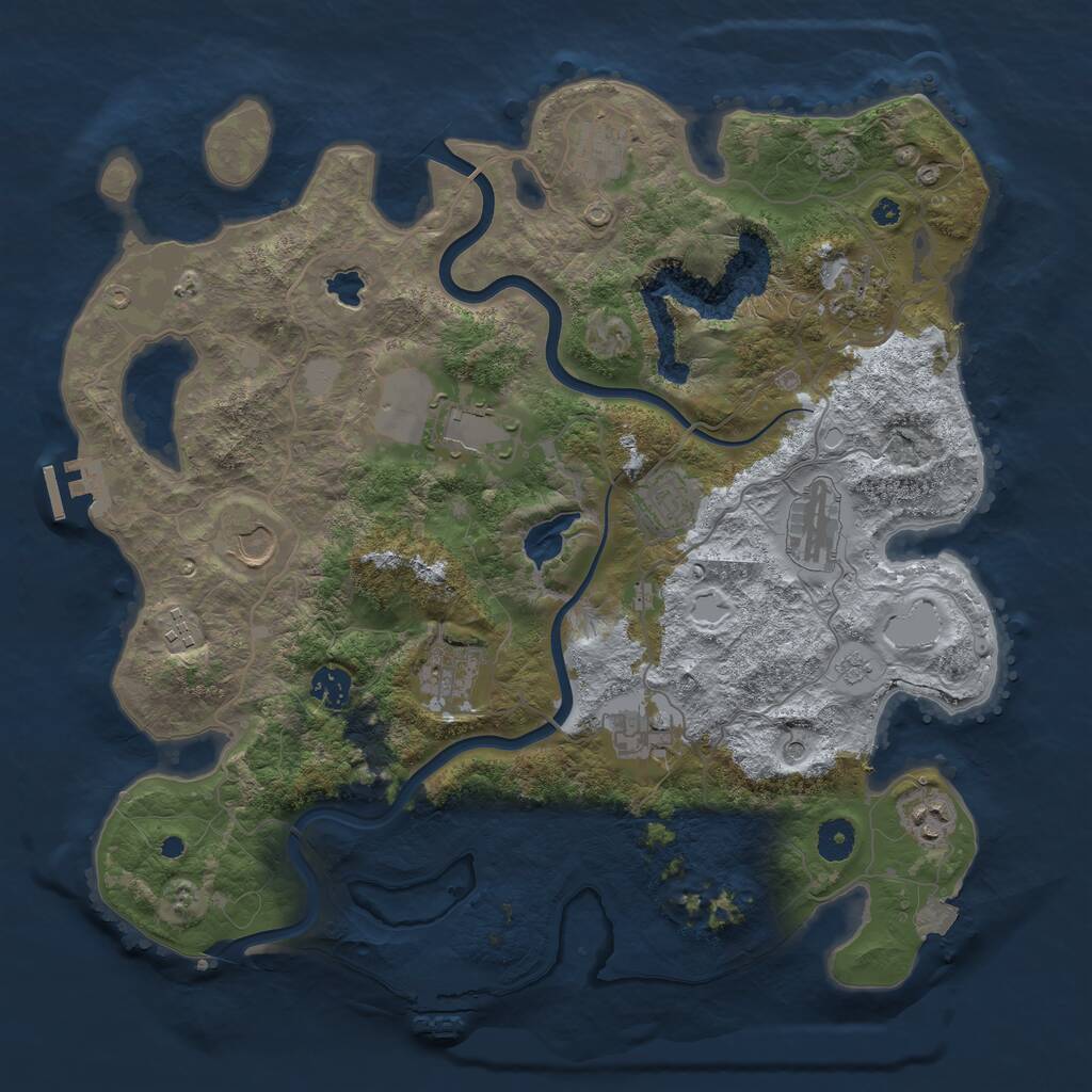 Rust Map: Procedural Map, Size: 4000, Seed: 2036552062, 17 Monuments