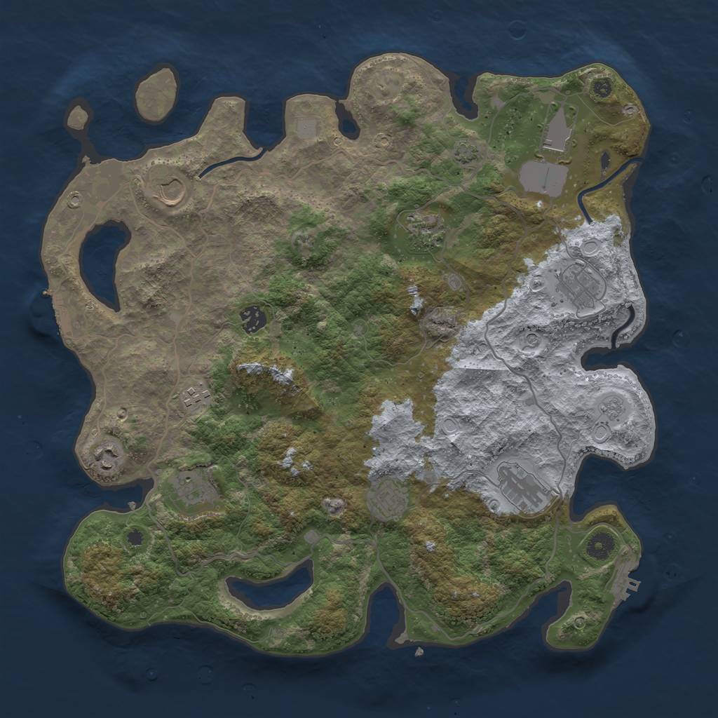 Rust Map: Procedural Map, Size: 4000, Seed: 2036552062, 18 Monuments