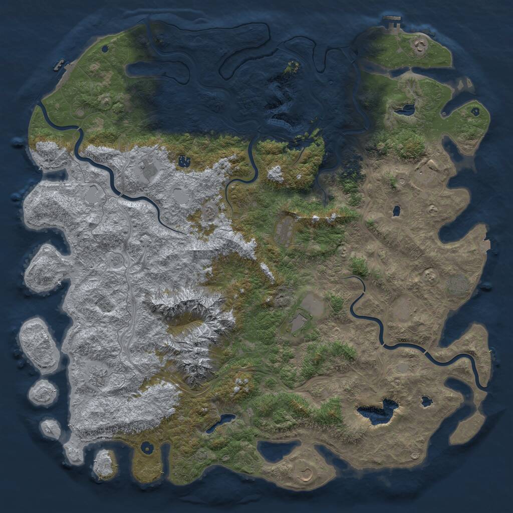 Rust Map: Procedural Map, Size: 6000, Seed: 198452, 17 Monuments