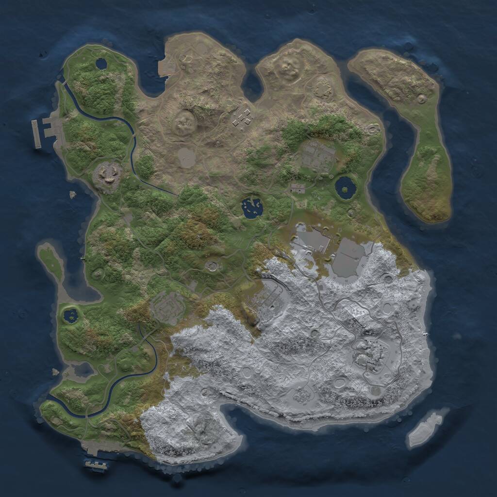 Rust Map: Procedural Map, Size: 3500, Seed: 440949, 14 Monuments