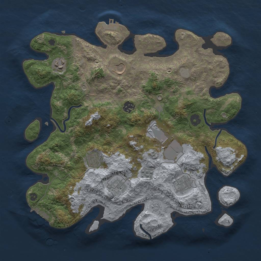 Rust Map: Procedural Map, Size: 3500, Seed: 9070749, 17 Monuments