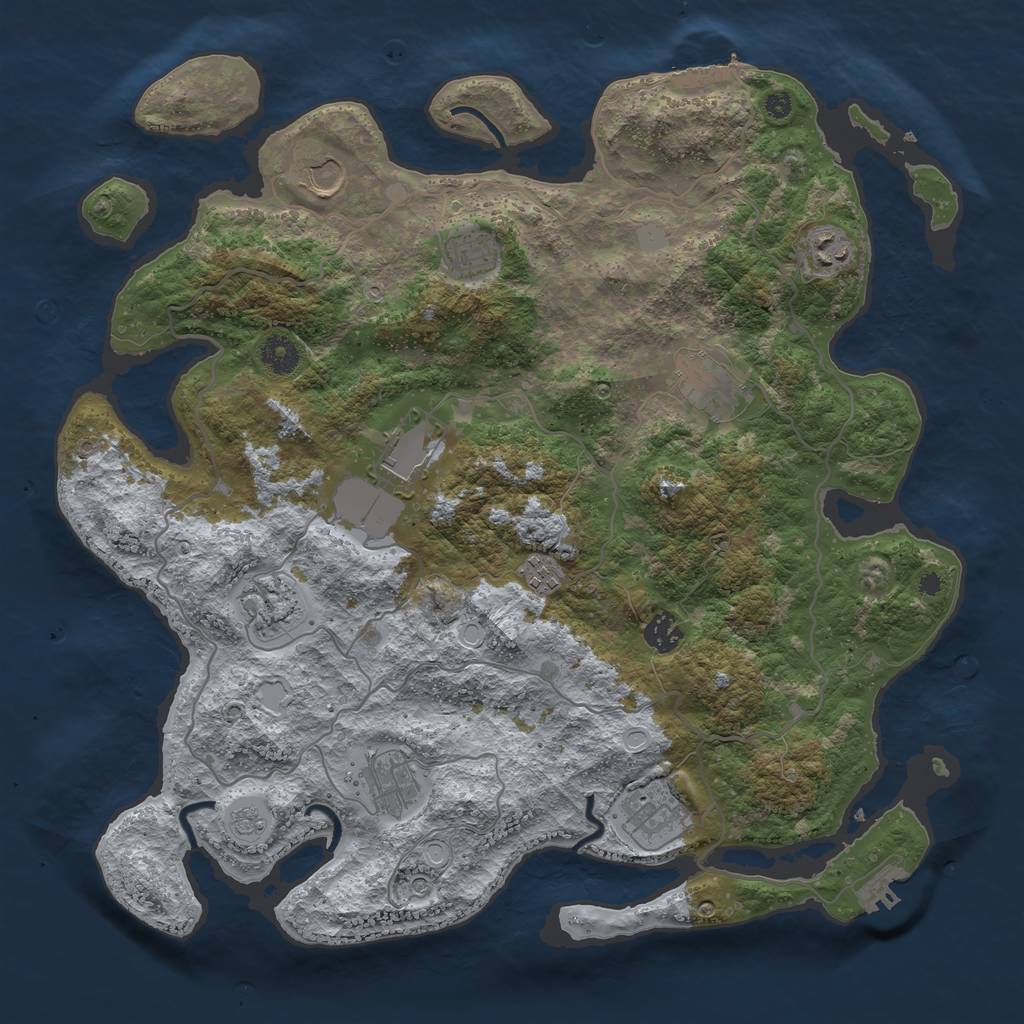 Rust Map: Procedural Map, Size: 4000, Seed: 1051684838, 19 Monuments