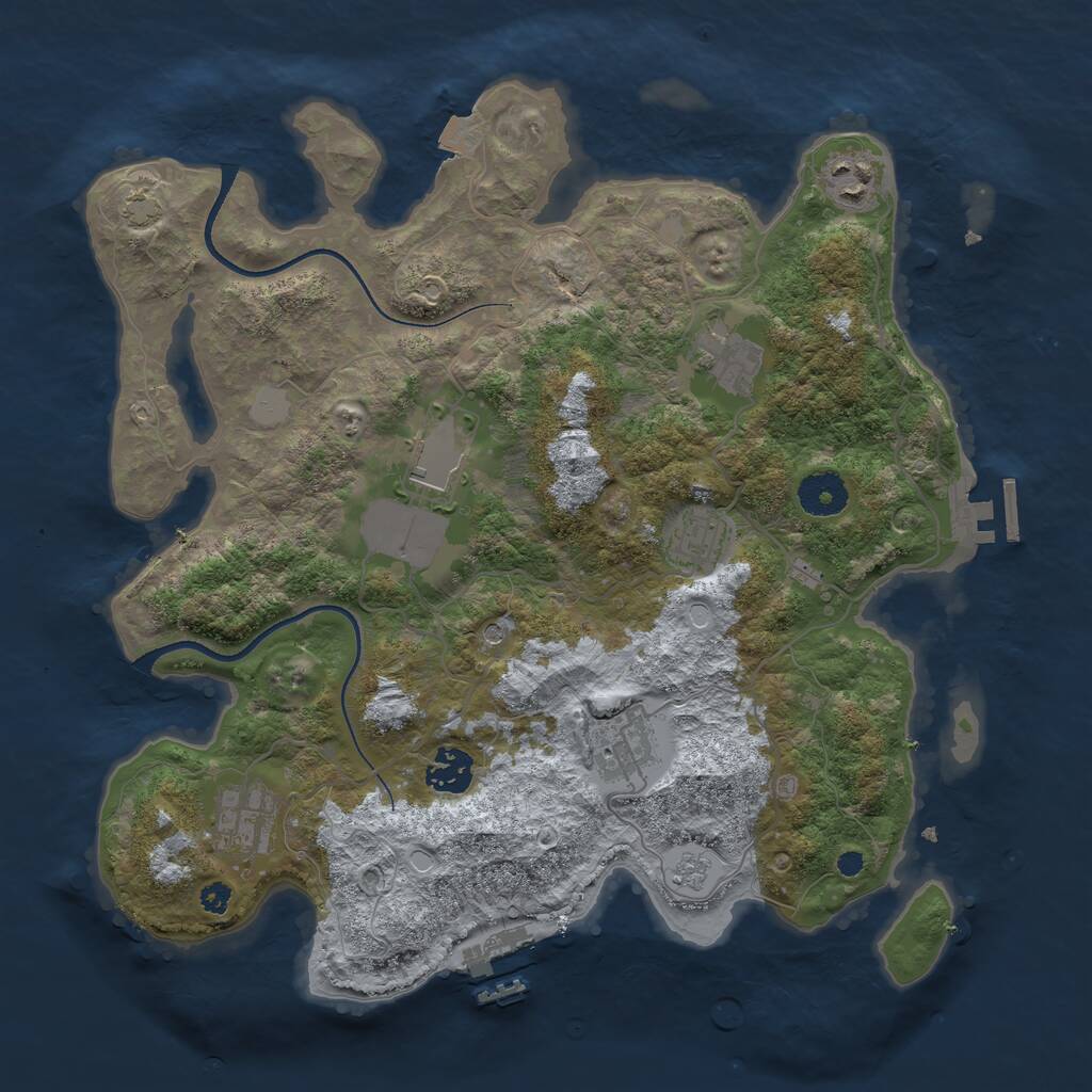 Rust Map: Procedural Map, Size: 3500, Seed: 4507348, 13 Monuments