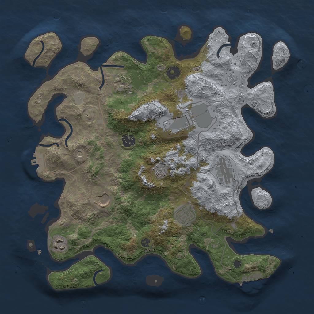 Rust Map: Procedural Map, Size: 3500, Seed: 1734547894, 17 Monuments