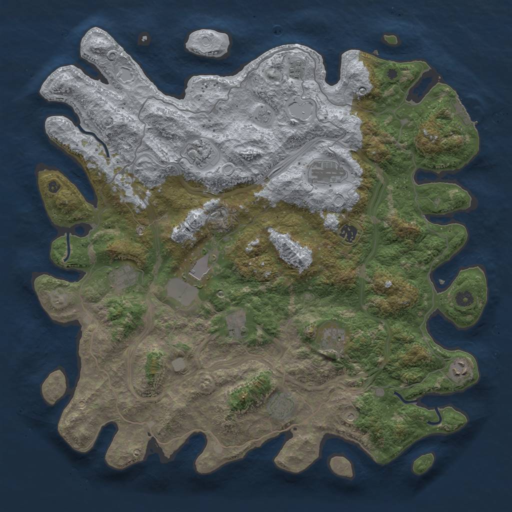 Rust Map: Procedural Map, Size: 4500, Seed: 1305840047, 16 Monuments