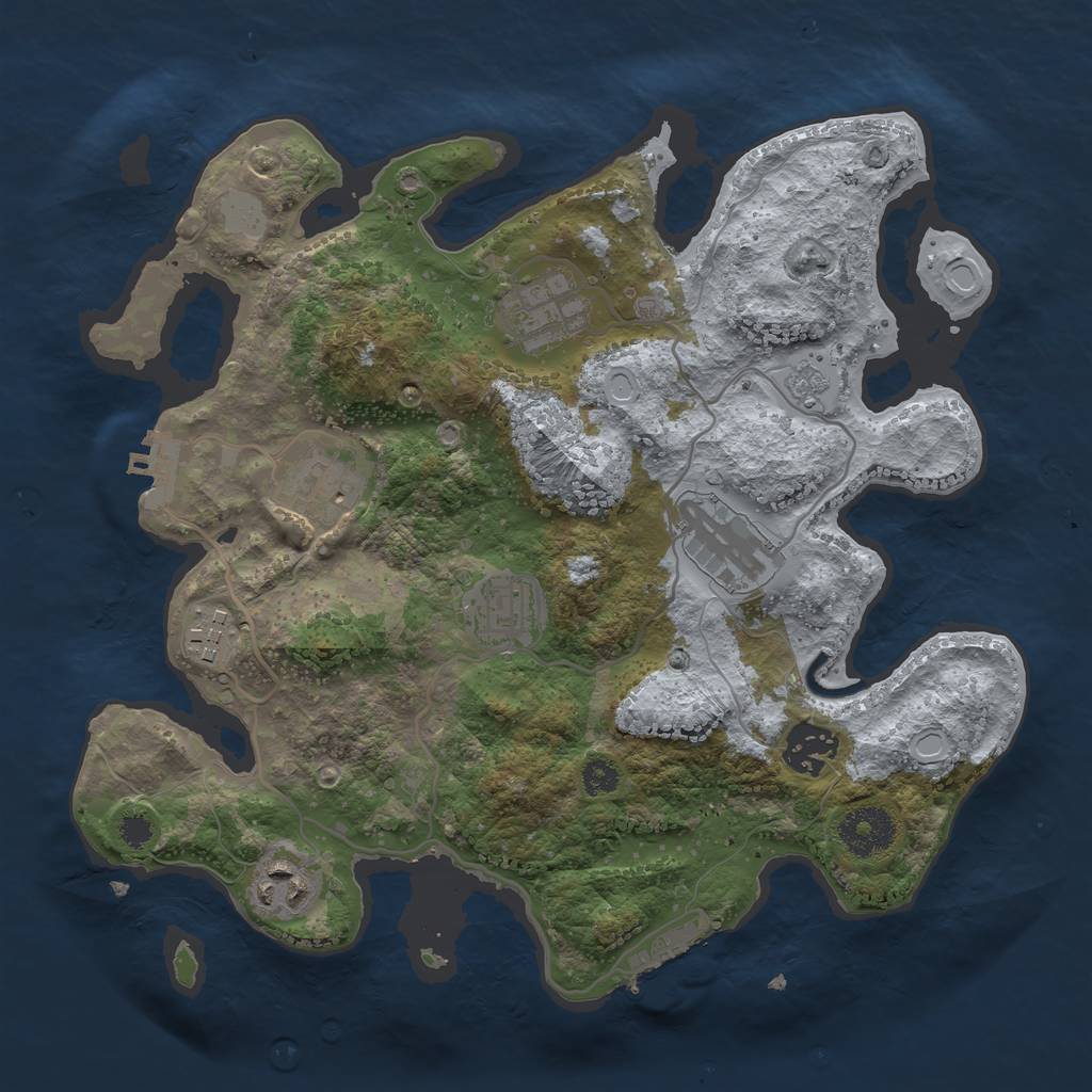 Rust Map: Procedural Map, Size: 3100, Seed: 1943609668, 15 Monuments