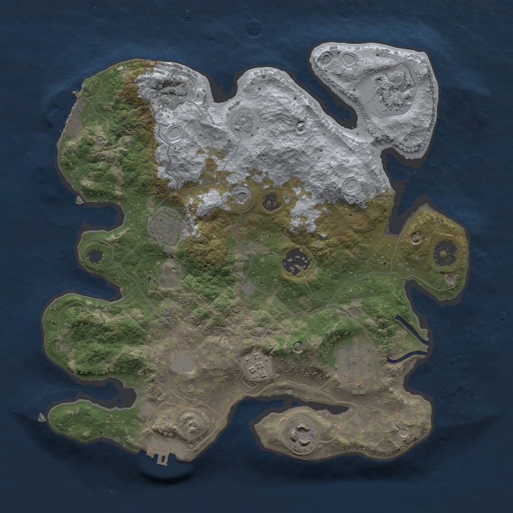 Rust Map: Procedural Map, Size: 3000, Seed: 1743322317, 13 Monuments