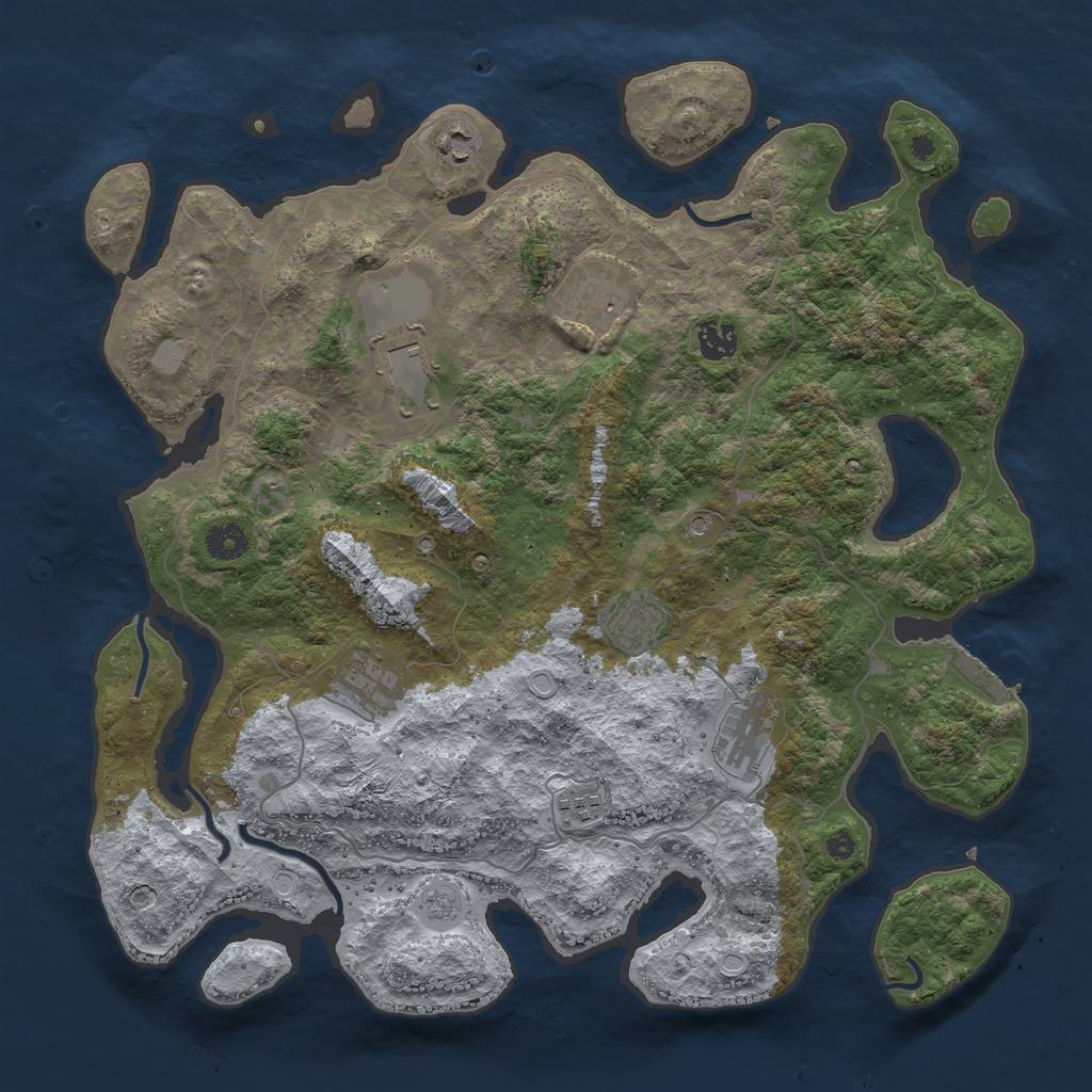 Rust Map: Procedural Map, Size: 4050, Seed: 1106509999, 16 Monuments