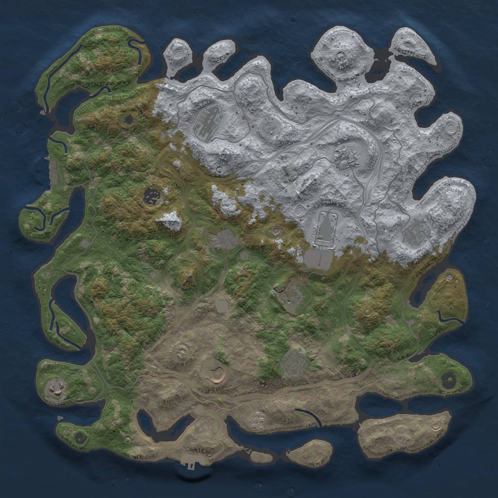 Rust Map: Procedural Map, Size: 4500, Seed: 844825403, 20 Monuments