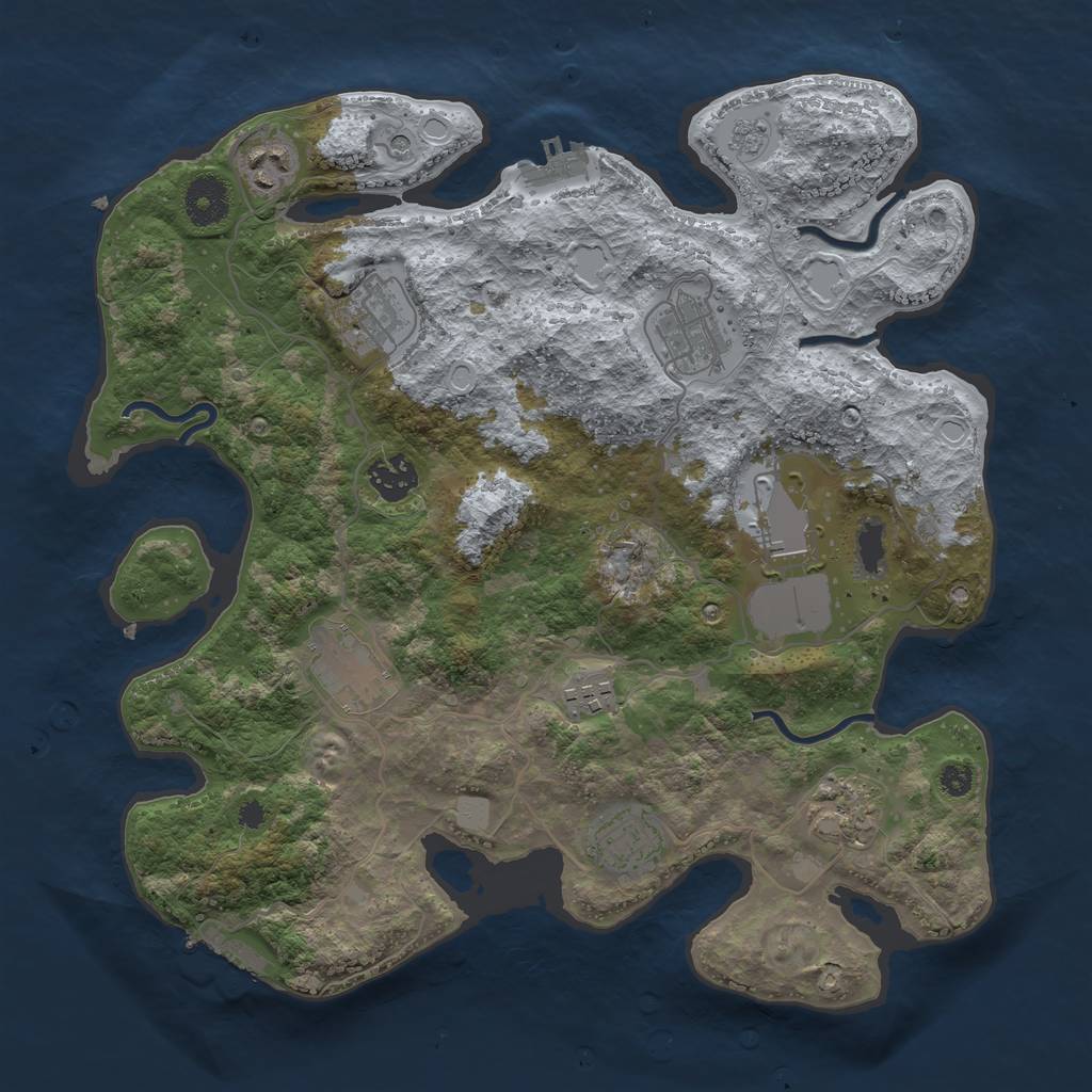 Rust Map: Procedural Map, Size: 3500, Seed: 1538315725, 18 Monuments