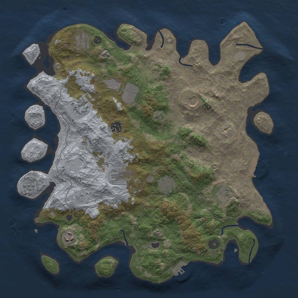 Rust Map: Procedural Map, Size: 4000, Seed: 63436, 19 Monuments
