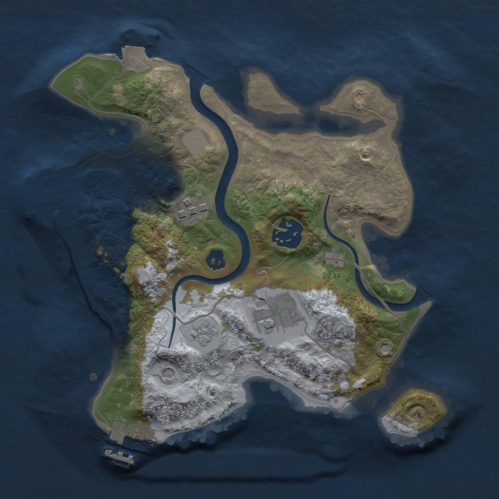 Rust Map: Procedural Map, Size: 2500, Seed: 489034, 8 Monuments