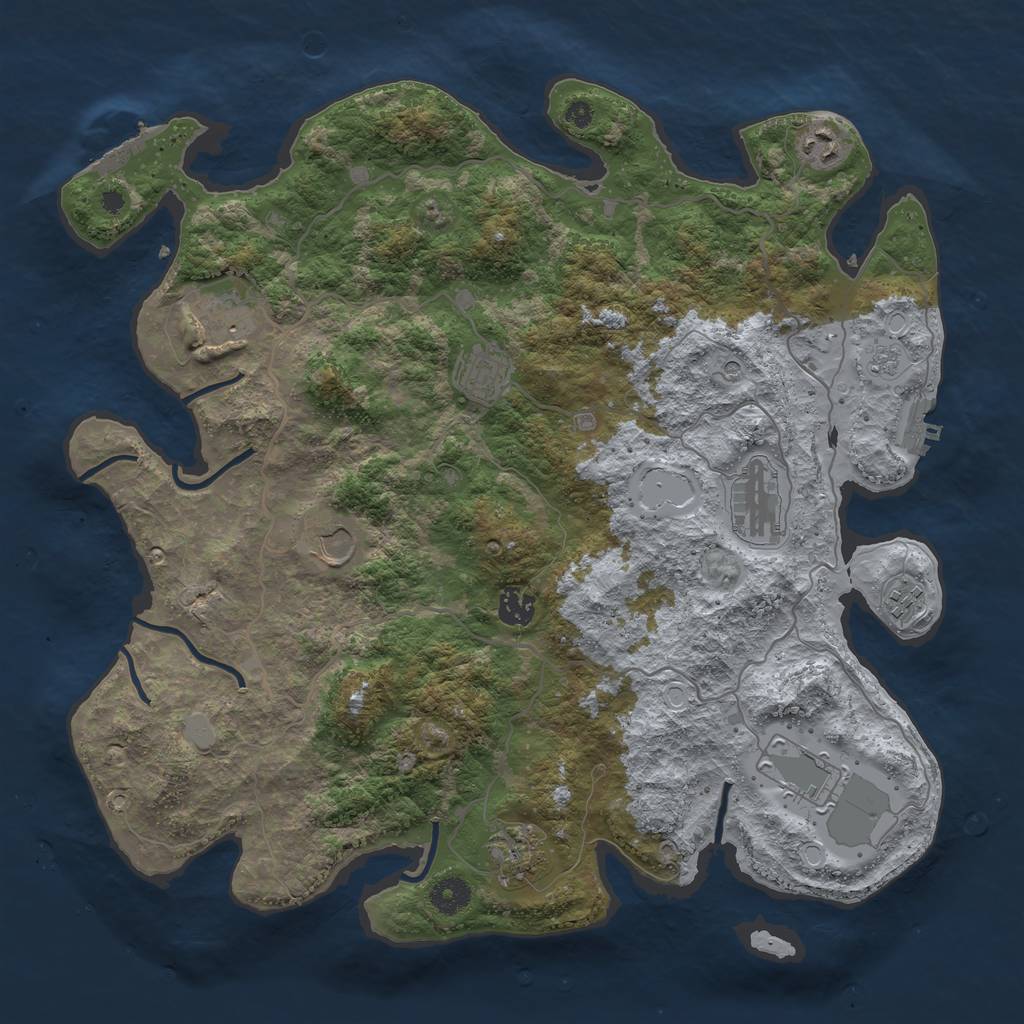 Rust Map: Procedural Map, Size: 4000, Seed: 7498526, 16 Monuments