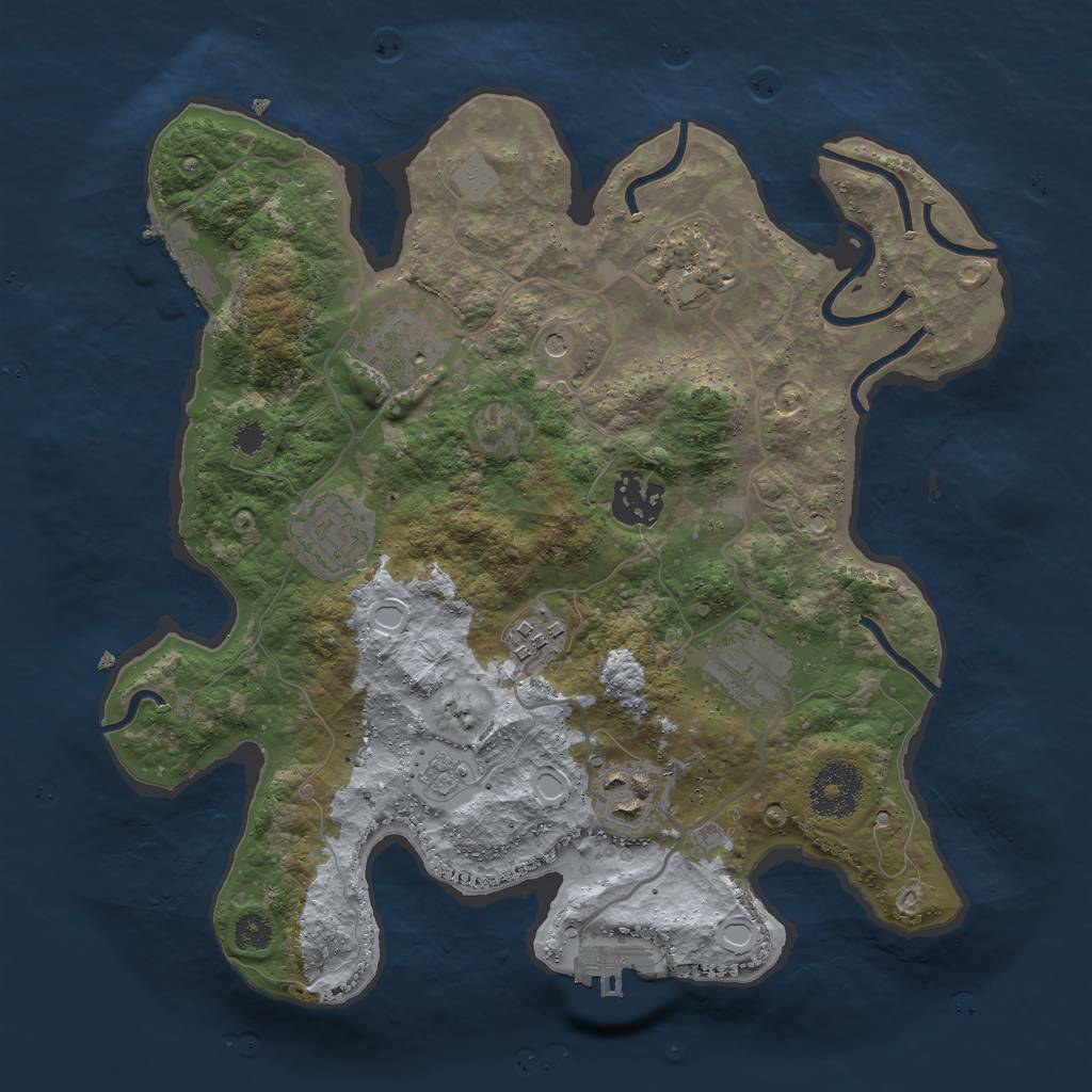 Rust Map: Procedural Map, Size: 3000, Seed: 6571, 16 Monuments