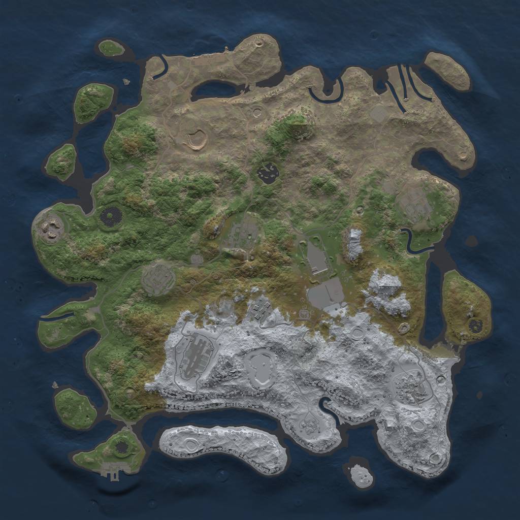 Rust Map: Procedural Map, Size: 3779, Seed: 123454, 19 Monuments