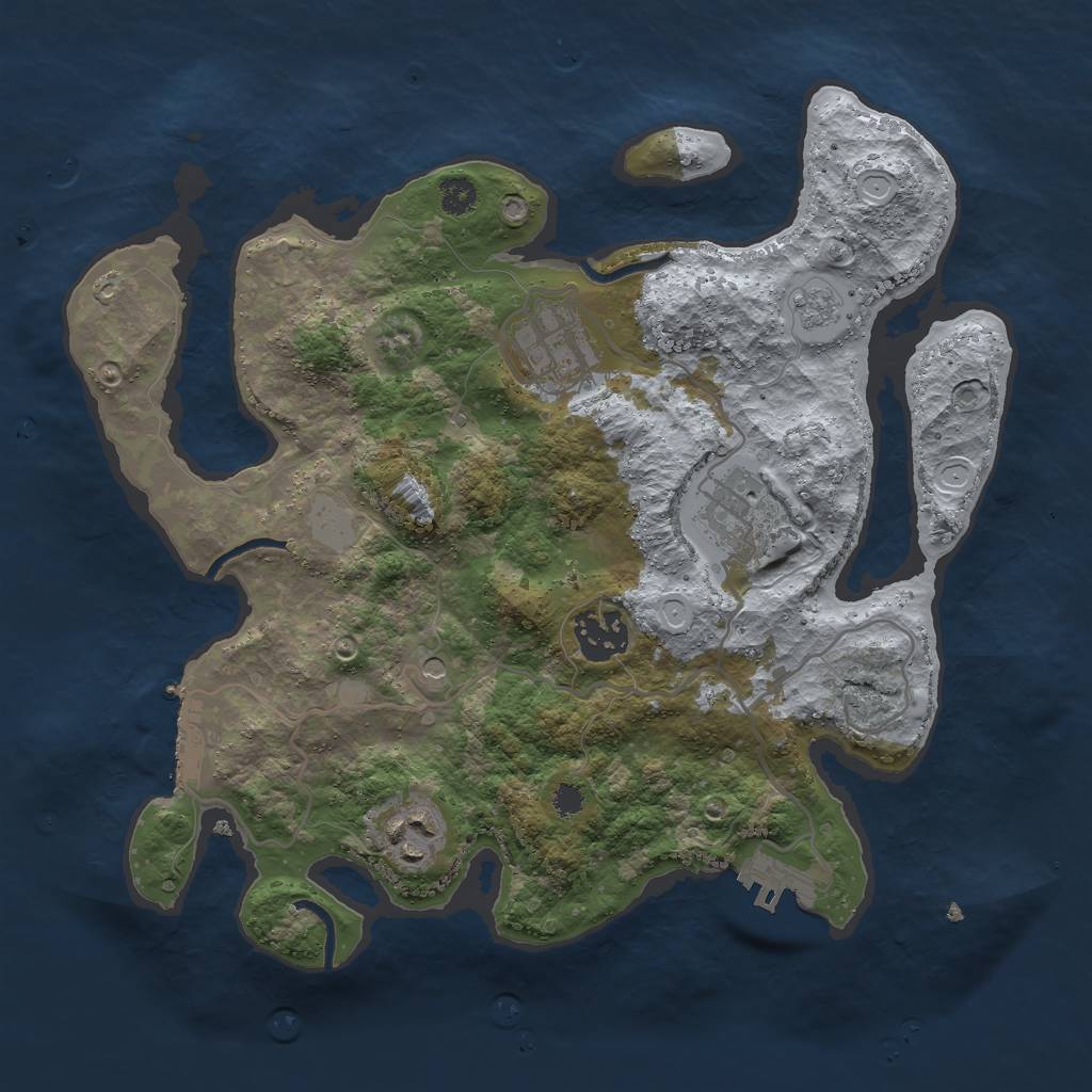 Rust Map: Procedural Map, Size: 3000, Seed: 1877, 13 Monuments