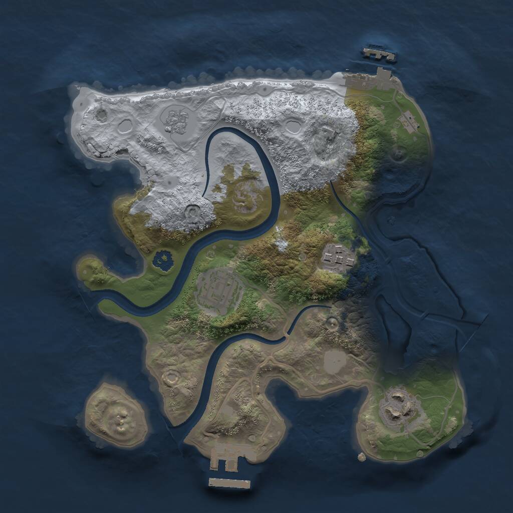 Rust Map: Procedural Map, Size: 2500, Seed: 29876, 7 Monuments