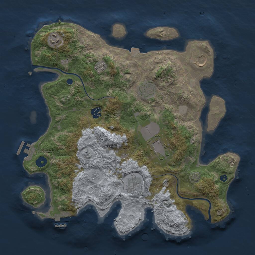 Rust Map: Procedural Map, Size: 3500, Seed: 1165712345, 13 Monuments