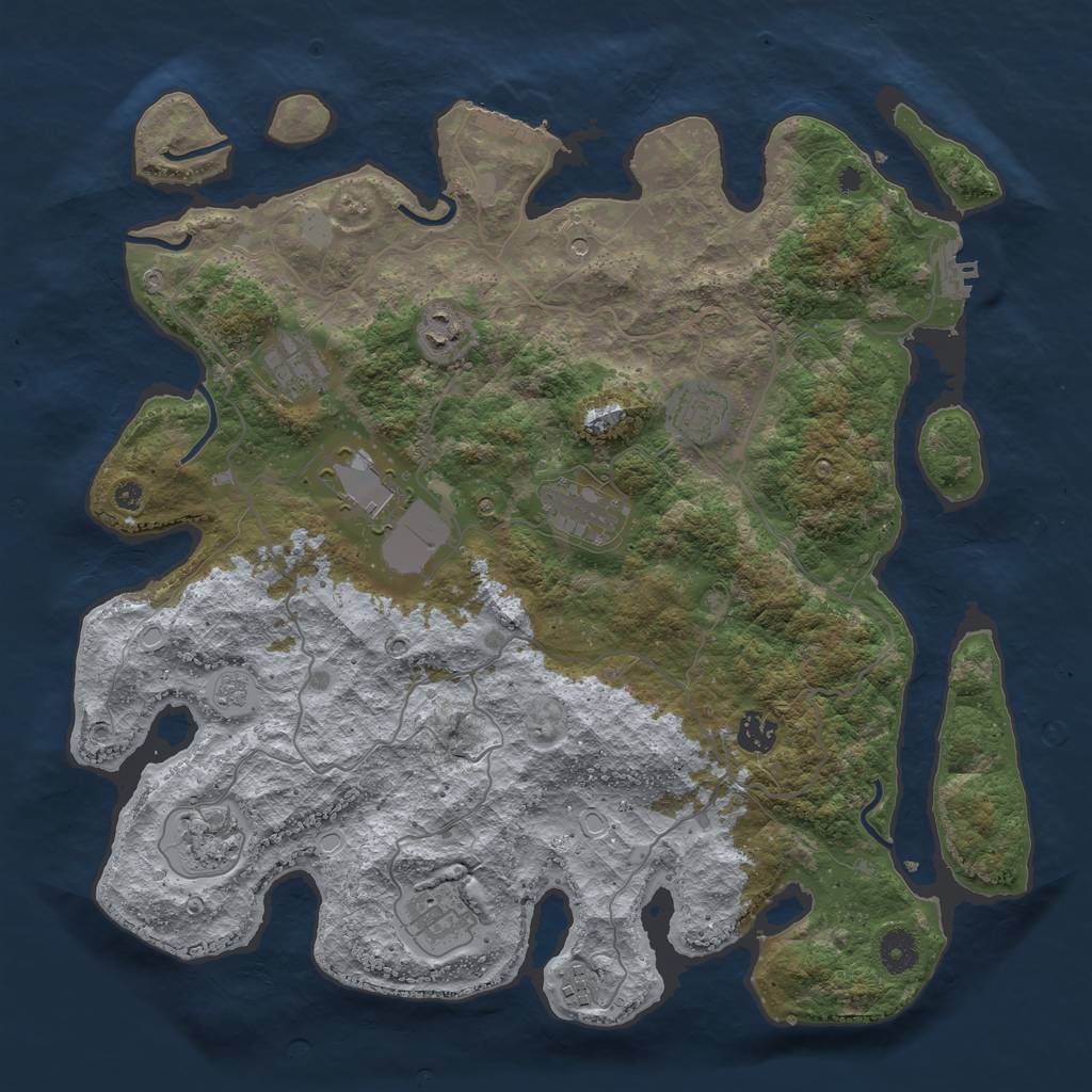 Rust Map: Procedural Map, Size: 4000, Seed: 1538089293, 18 Monuments