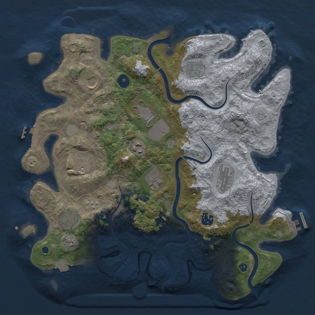 Rust Map: Procedural Map, Size: 3800, Seed: 1218060941, 16 Monuments