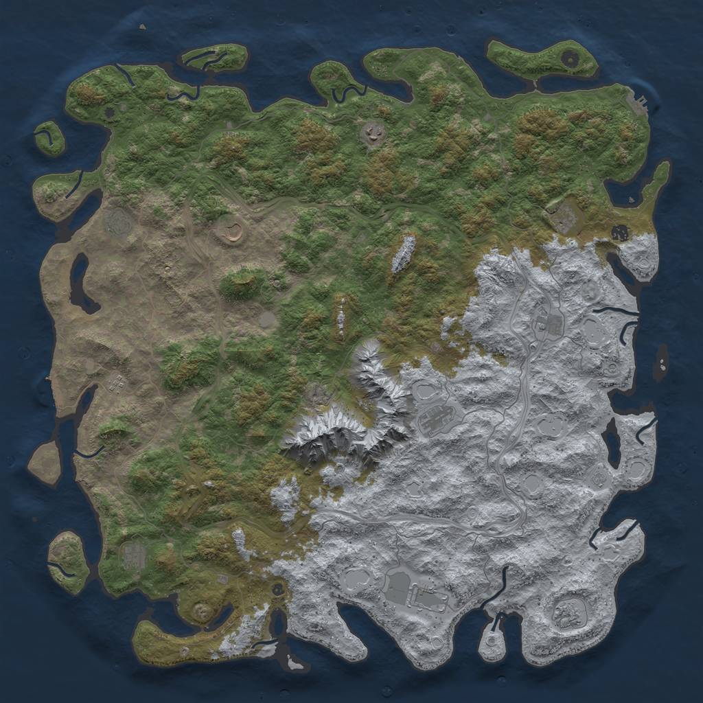 Rust Map: Procedural Map, Size: 6000, Seed: 1653245, 20 Monuments
