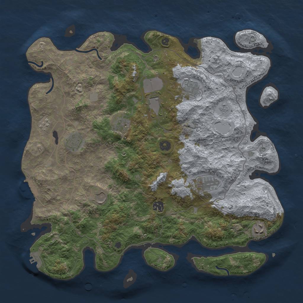 Rust Map: Procedural Map, Size: 4000, Seed: 1446149897, 18 Monuments