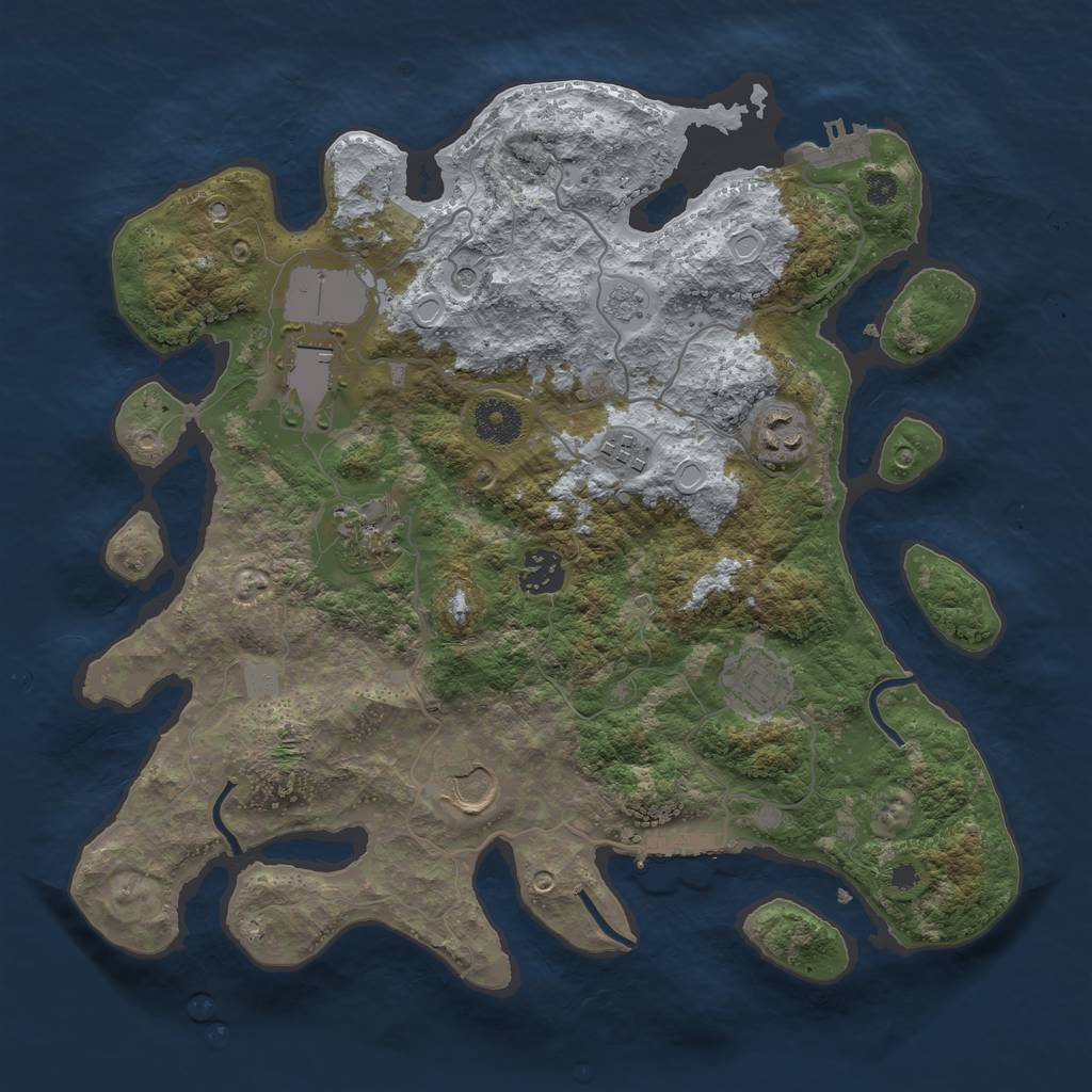 Rust Map: Procedural Map, Size: 3500, Seed: 28550282, 16 Monuments