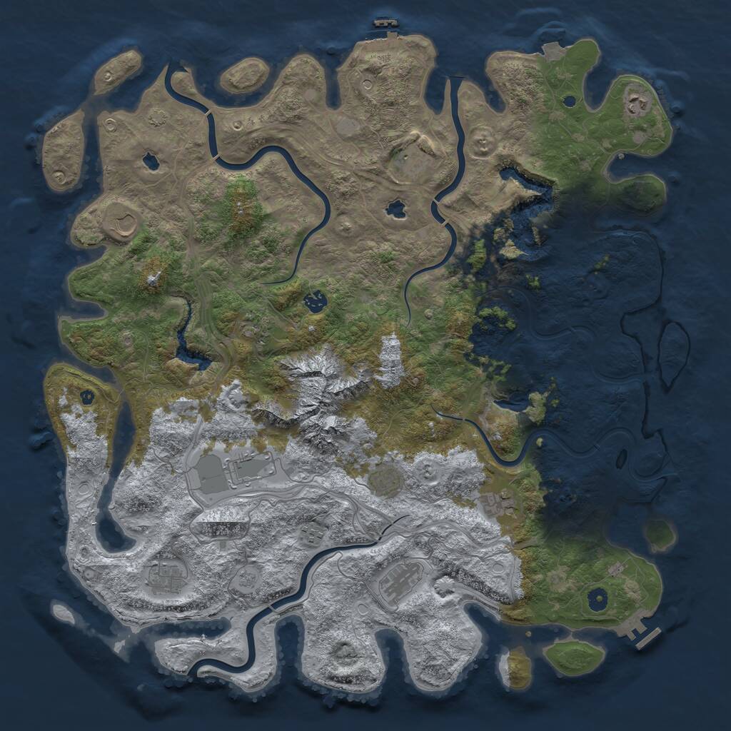 Rust Map: Procedural Map, Size: 5000, Seed: 28035, 17 Monuments