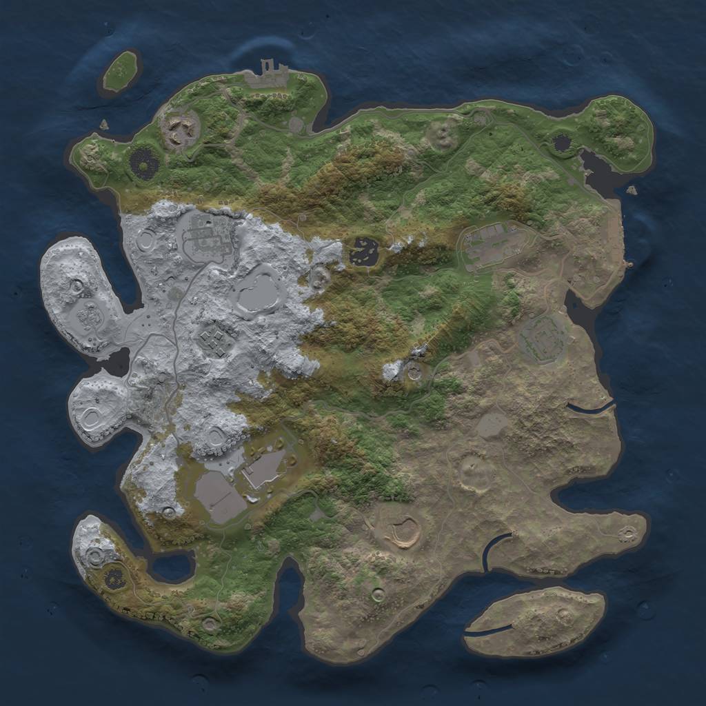 Rust Map: Procedural Map, Size: 3500, Seed: 155532671, 17 Monuments