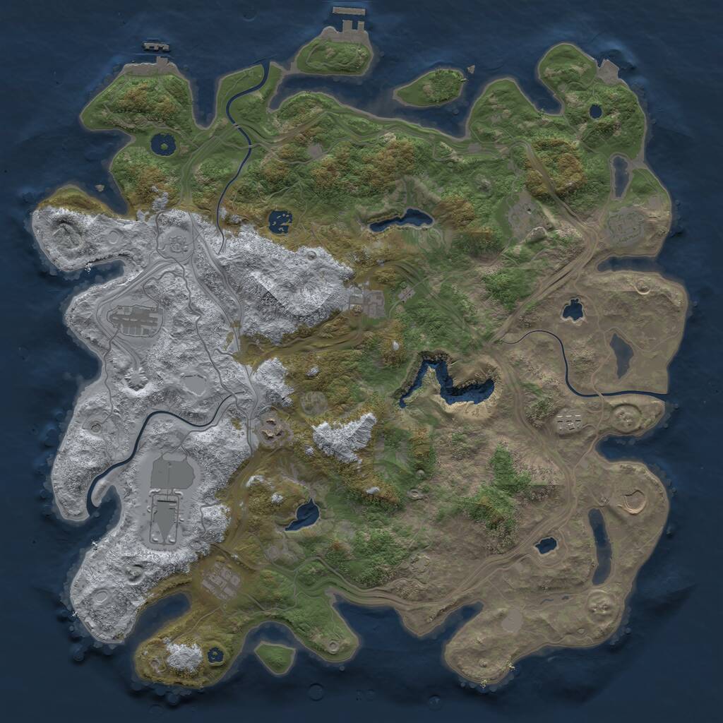 Rust Map: Procedural Map, Size: 4500, Seed: 1874459842, 16 Monuments